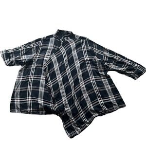 Lane Bryant Cardigan Womens 26/28 Blue Pink Flannel Open Waterfall Draped Shiny‎